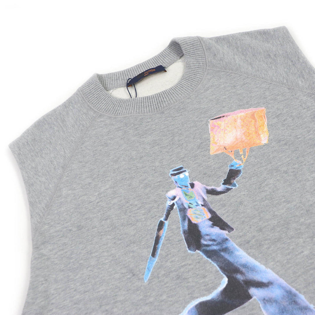 Pristine LOUIS VUITTON sweat Neon Working Man Sleeveless gray cotton mens S 1A972H