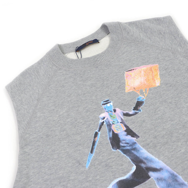 Pristine LOUIS VUITTON sweat Neon Working Man Sleeveless gray cotton mens S 1A972H