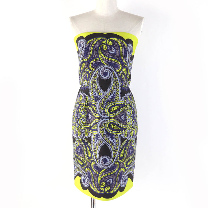Pristine LANVIN one piece Paisley Pattern Strapless Dress yellow polyester Women 34