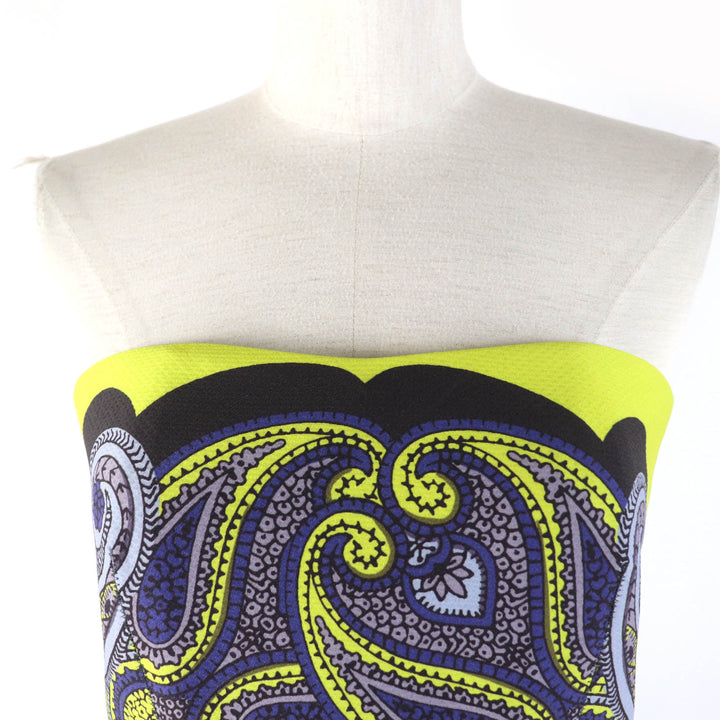 Pristine LANVIN one piece Paisley Pattern Strapless Dress yellow polyester Women 34