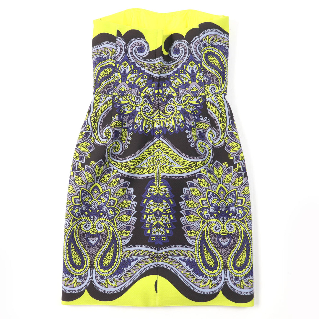 Pristine LANVIN one piece Paisley Pattern Strapless Dress yellow polyester Women 34