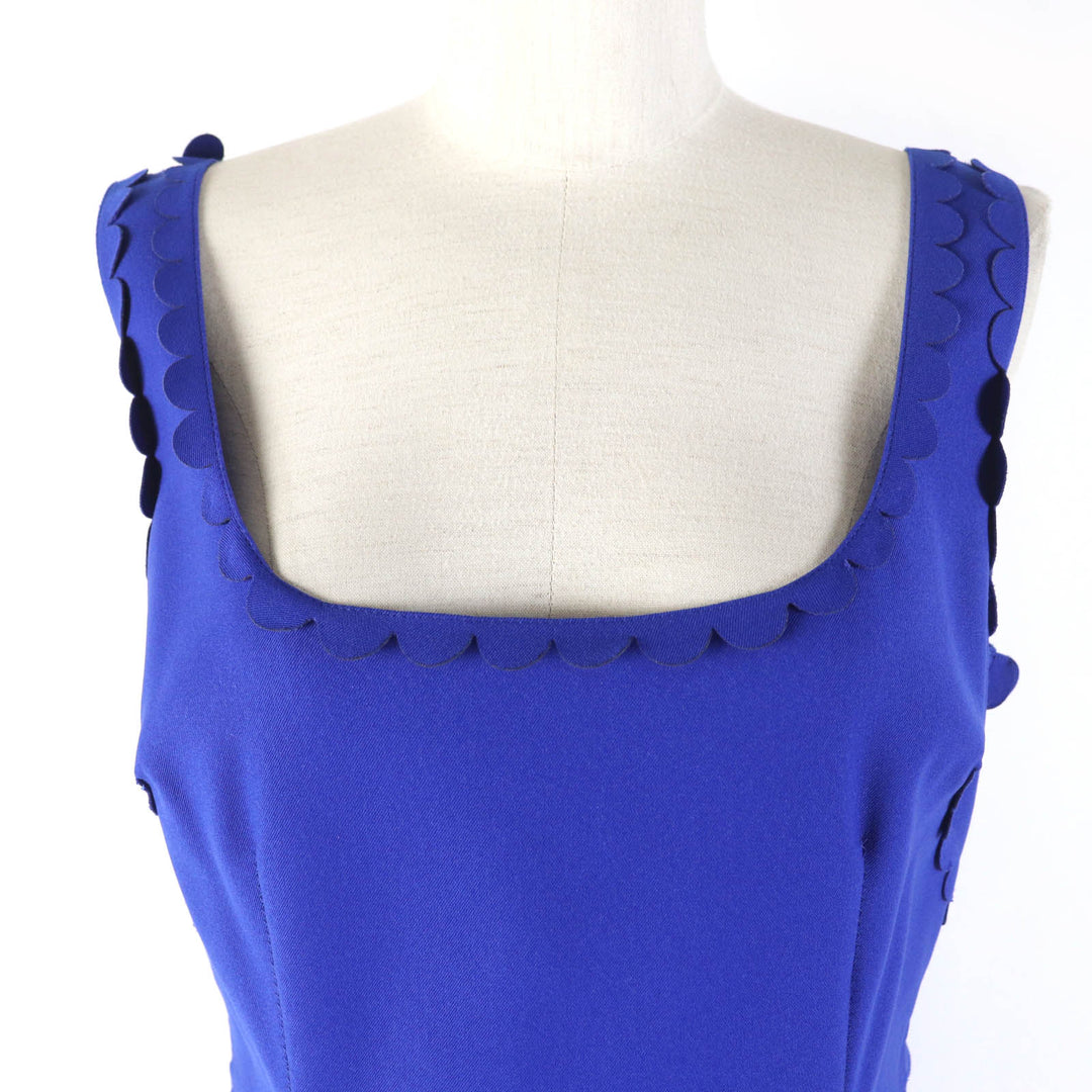 Pristine LANVIN one piece Scalloped sleeveless dress blue polyamide Women 40