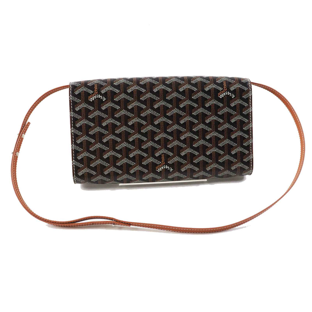 Pristine GOYARD Shoulder Bag Monte Carlo PM Black brown white PVC Women