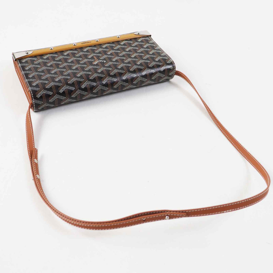 Pristine GOYARD Shoulder Bag Monte Carlo PM Black brown white PVC Women