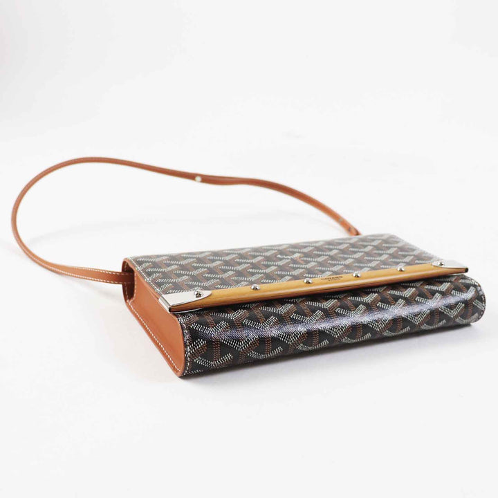 Pristine GOYARD Shoulder Bag Monte Carlo PM Black brown white PVC Women