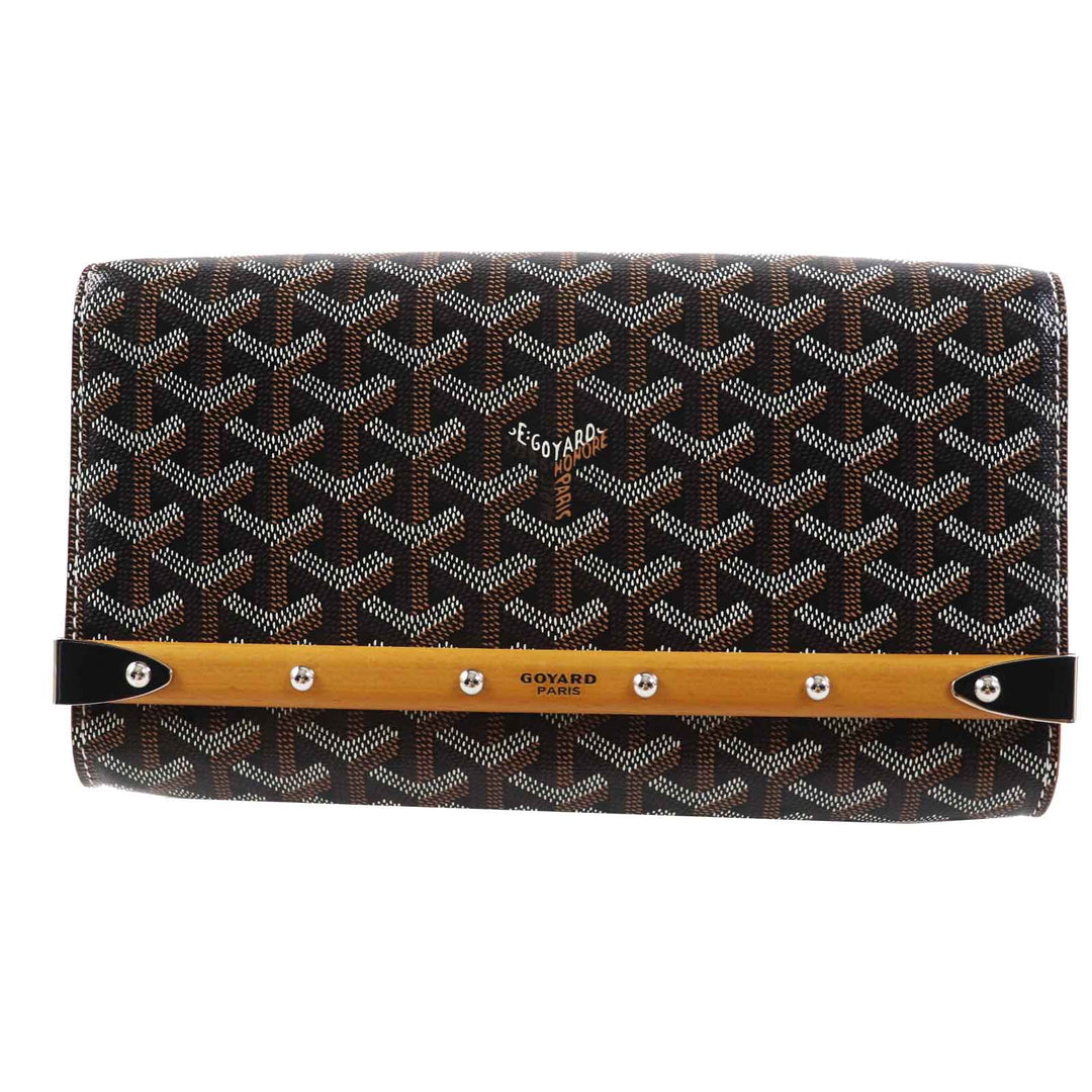 Pristine GOYARD Shoulder Bag Monte Carlo PM Black brown white PVC Women