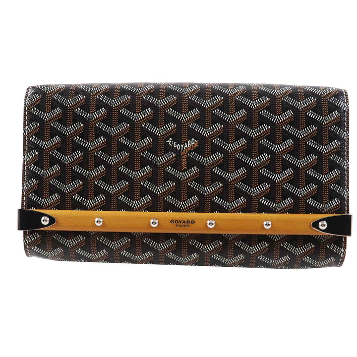 Pristine GOYARD Shoulder Bag Monte Carlo PM Black brown white PVC Women