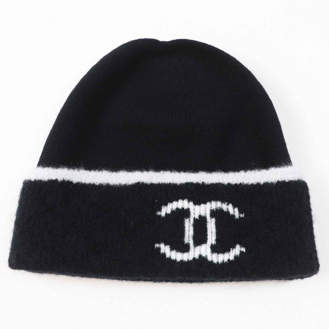 Pristine CHANEL gloves COCO Mark Bicolor Black White wool Women