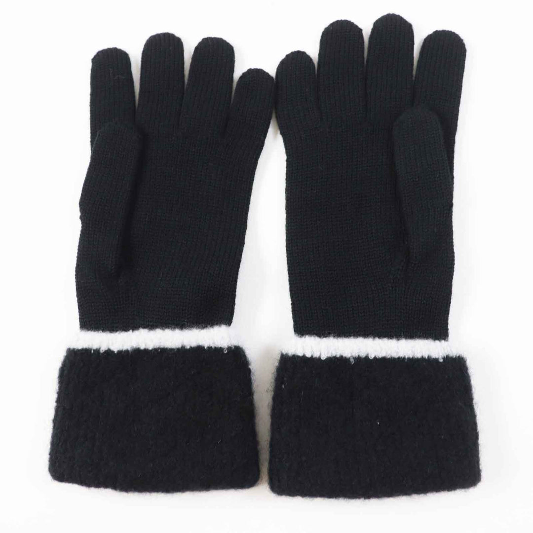 Pristine CHANEL gloves COCO Mark Bicolor Black White wool Women