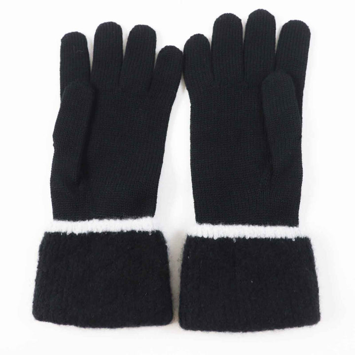Pristine CHANEL gloves COCO Mark Bicolor Black White wool Women