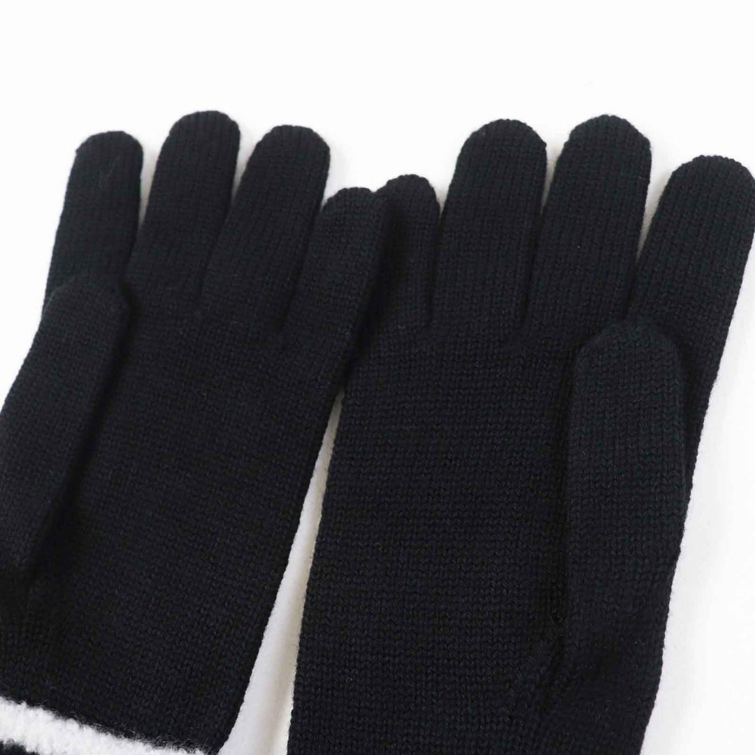 Pristine CHANEL gloves COCO Mark Bicolor Black White wool Women