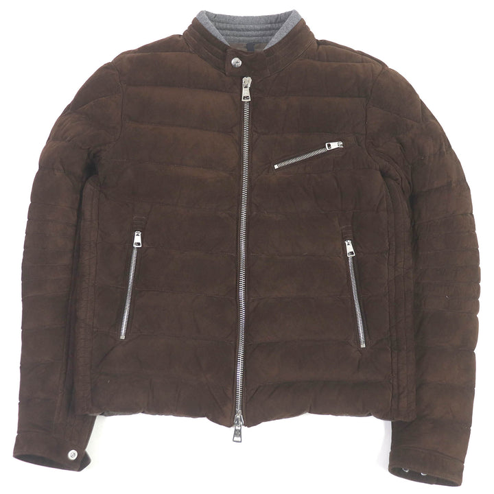 Great MONCLER Down jacket LEFRANC GIUBBOTTO stand-up collar Brown Goat leather mens 2