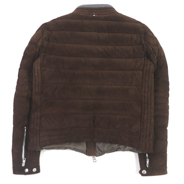 Great MONCLER Down jacket LEFRANC GIUBBOTTO stand-up collar Brown Goat leather mens 2