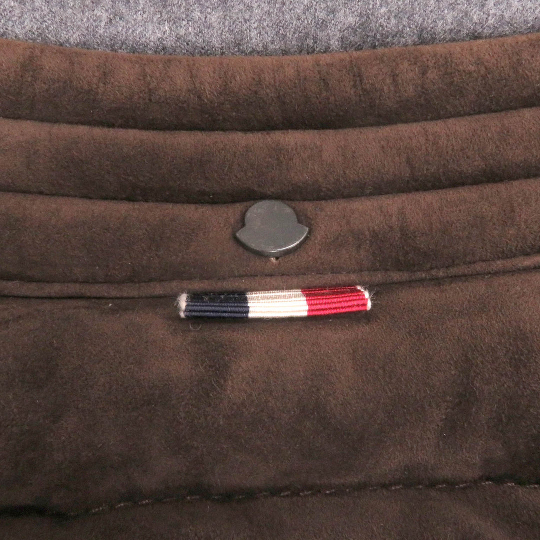 Great MONCLER Down jacket LEFRANC GIUBBOTTO stand-up collar Brown Goat leather mens 2