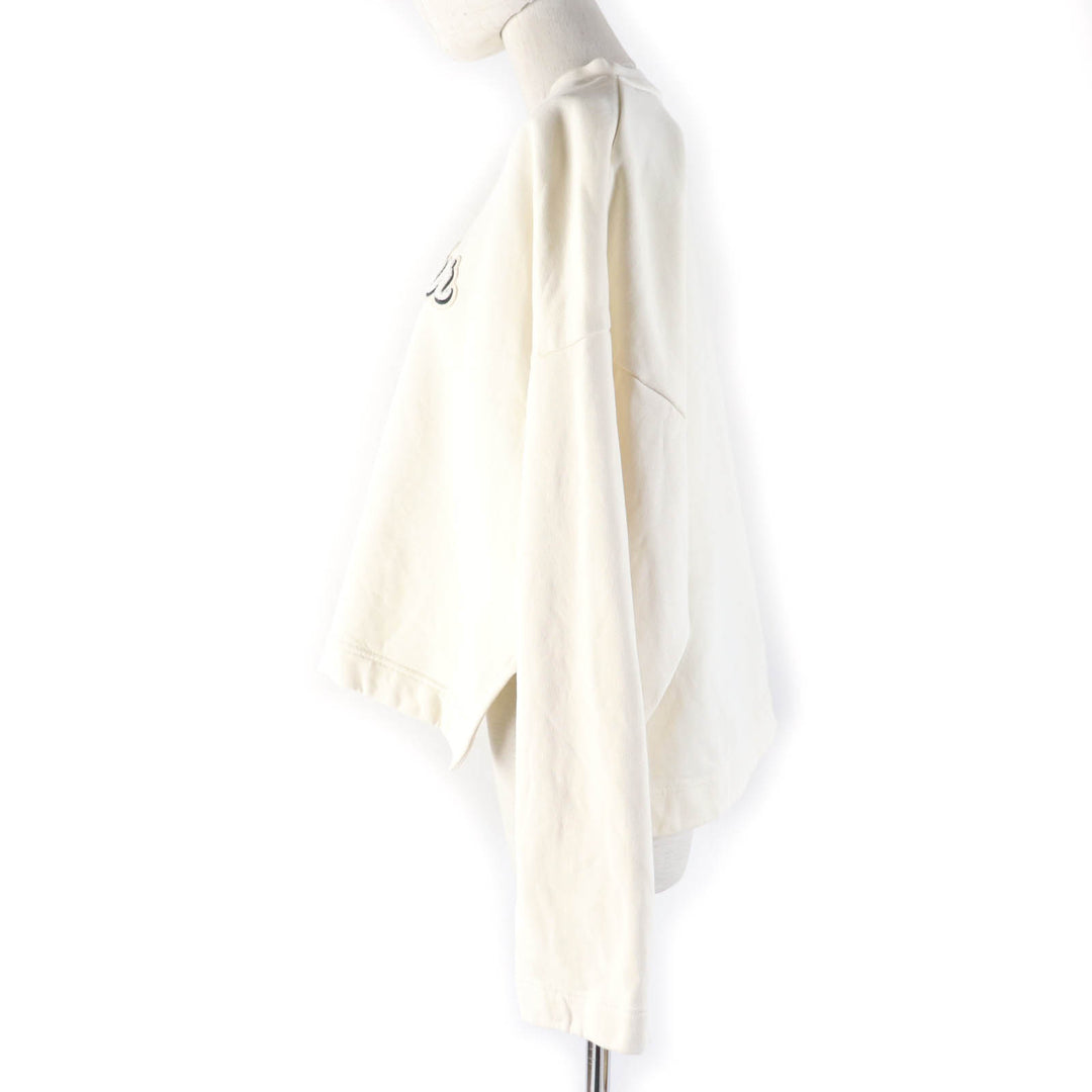 Great MONCLER sweat FELPA Oversized long sleeve sweatshirt with logo Ivory cotton Women S