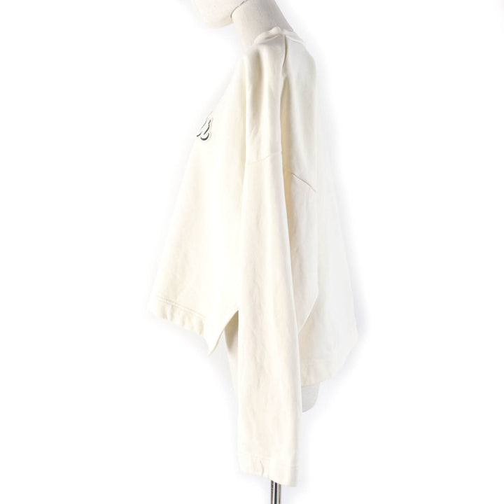 Great MONCLER sweat FELPA Oversized long sleeve sweatshirt with logo Ivory cotton Women S