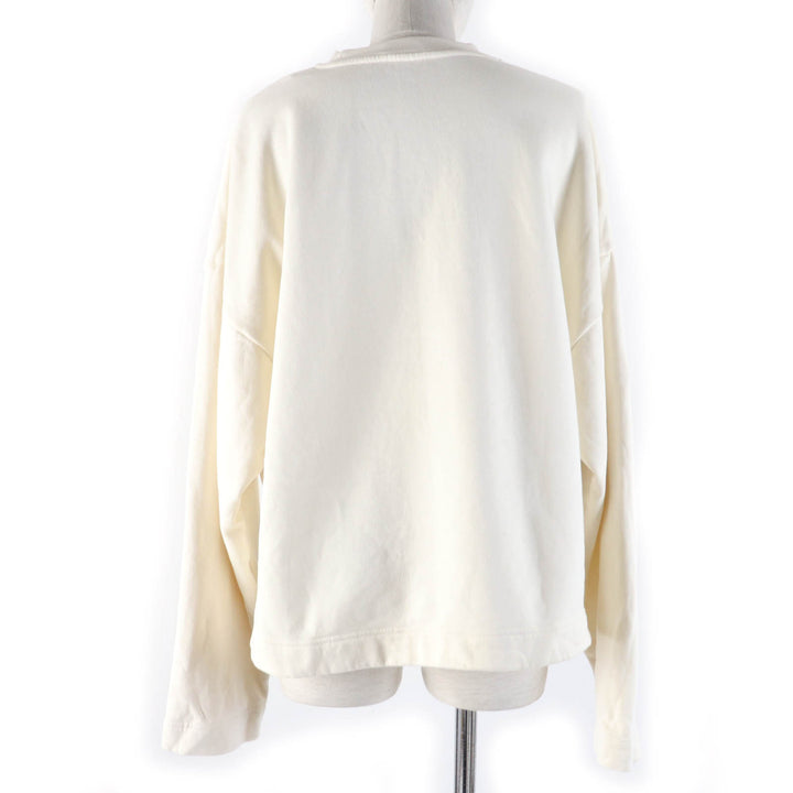Great MONCLER sweat FELPA Oversized long sleeve sweatshirt with logo Ivory cotton Women S