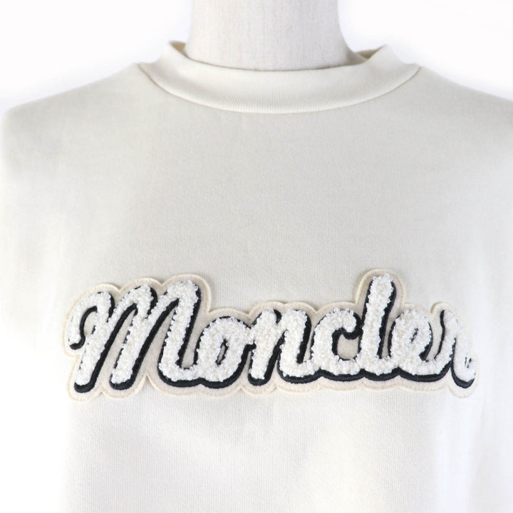 Great MONCLER sweat FELPA Oversized long sleeve sweatshirt with logo Ivory cotton Women S