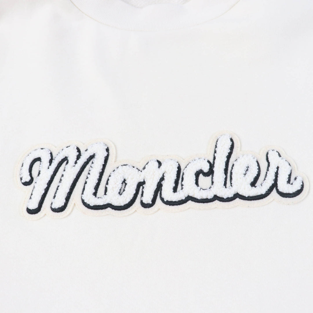Great MONCLER sweat FELPA Oversized long sleeve sweatshirt with logo Ivory cotton Women S