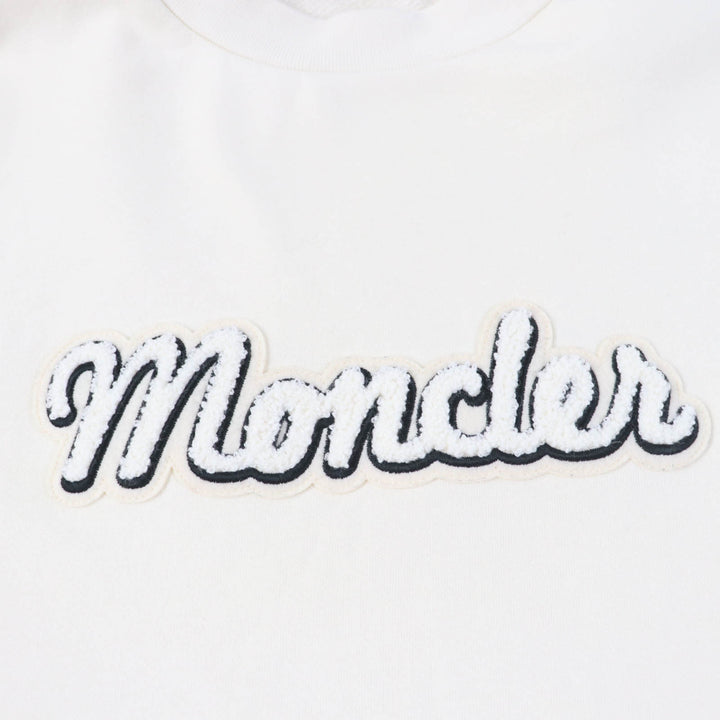 Great MONCLER sweat FELPA Oversized long sleeve sweatshirt with logo Ivory cotton Women S
