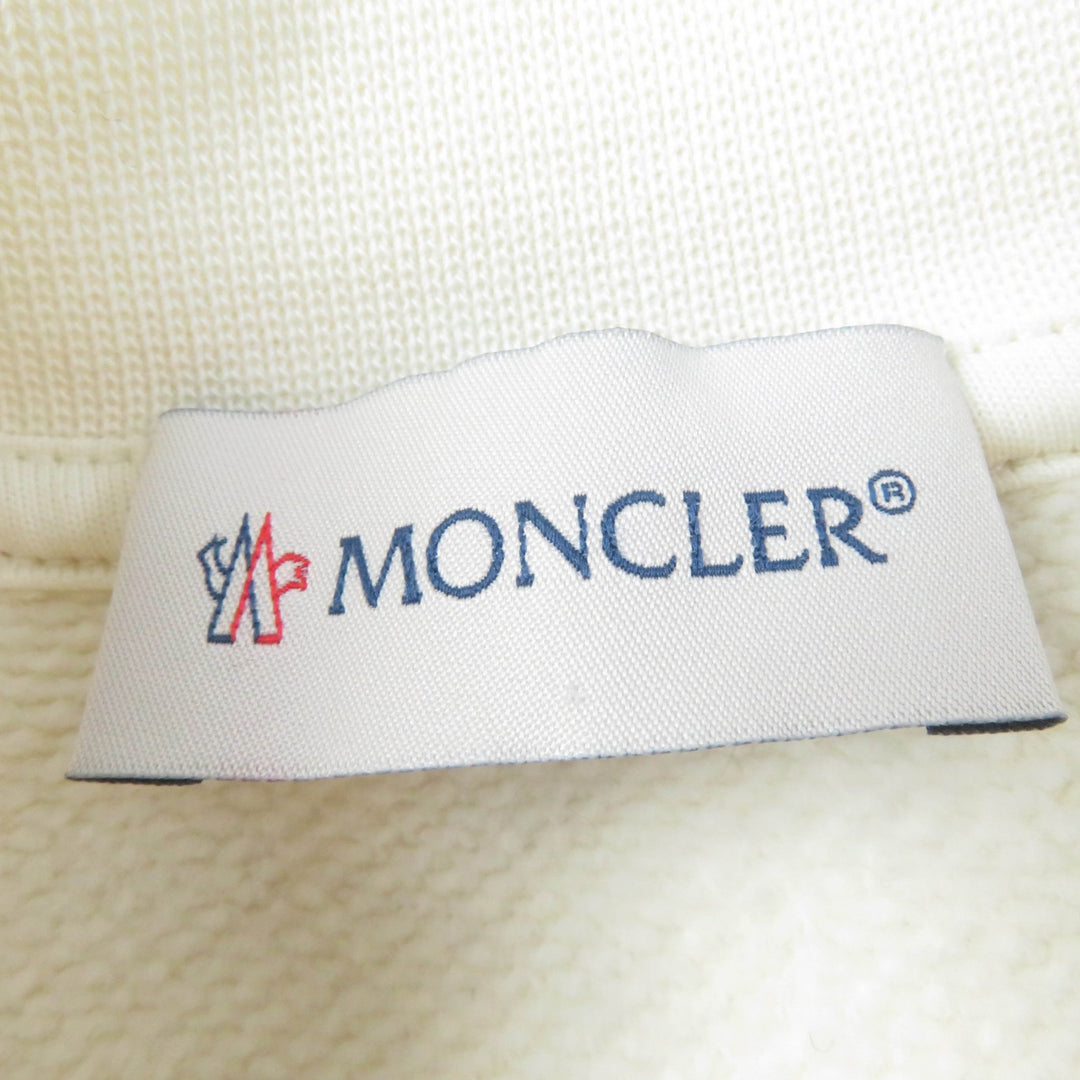 Great MONCLER sweat FELPA Oversized long sleeve sweatshirt with logo Ivory cotton Women S
