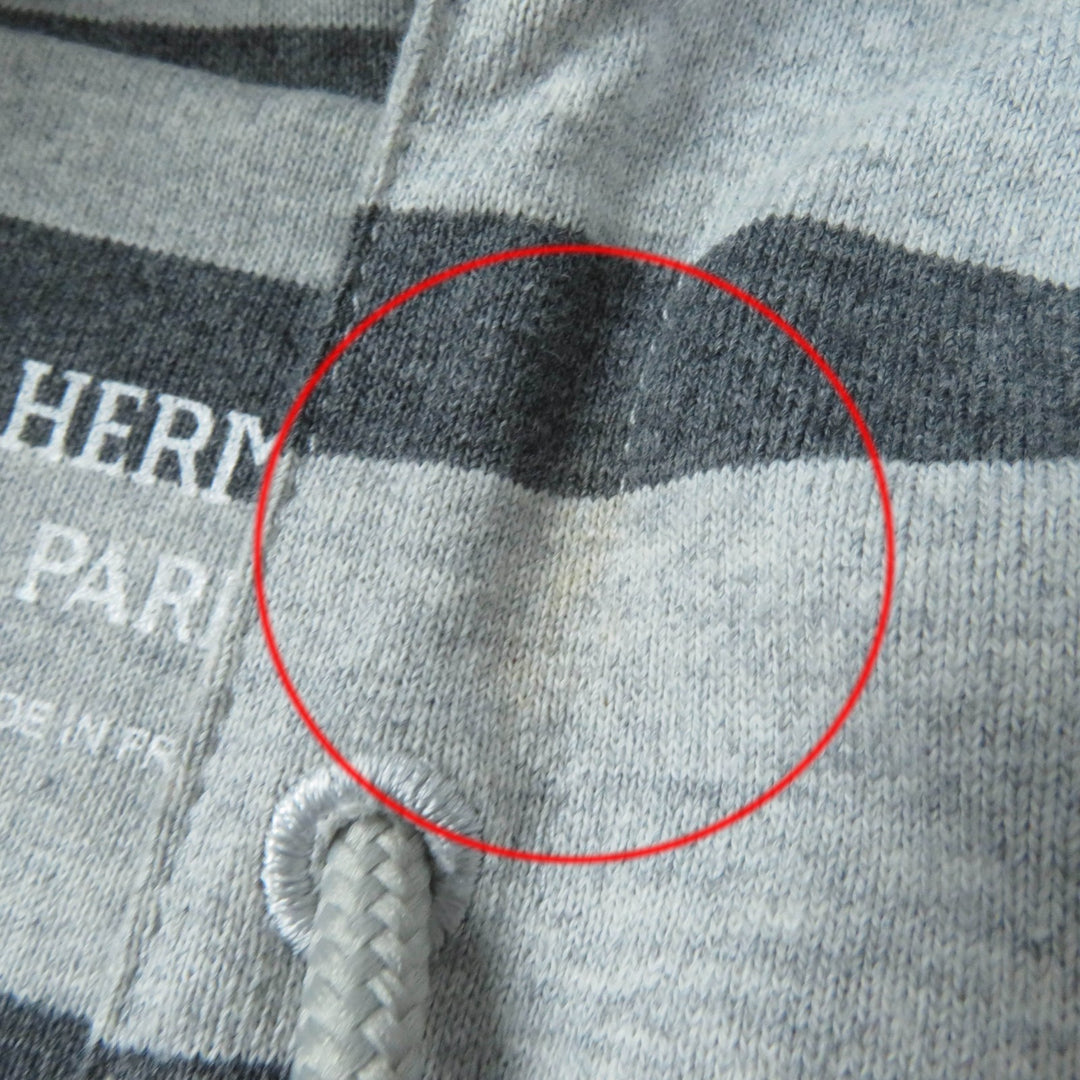 Great HERMES one piece Mariniere Hooded striped sweatshirt gray cotton Women 34