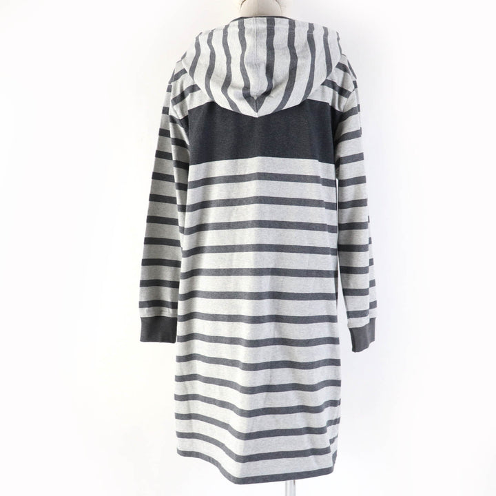 Great HERMES one piece Mariniere Hooded striped sweatshirt gray cotton Women 34