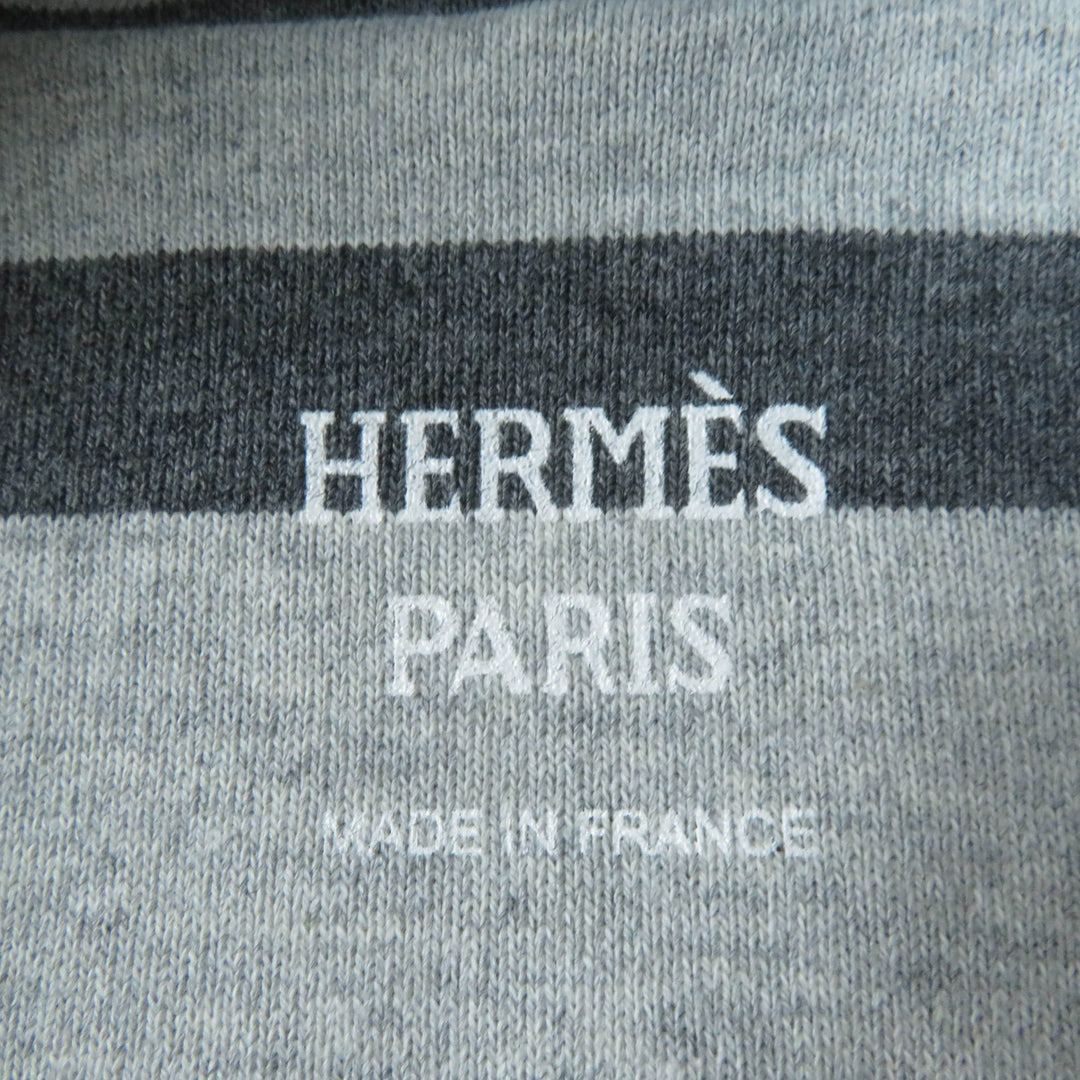 Great HERMES one piece Mariniere Hooded striped sweatshirt gray cotton Women 34