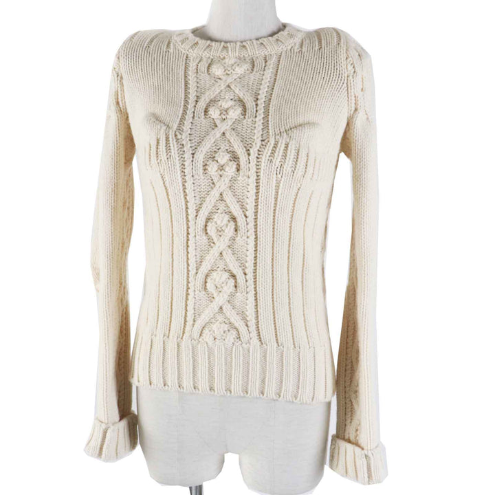 Excellent Maison Margiela knit Cable knit Long sleeves Ivory wool Women S S29Gold Plated0024