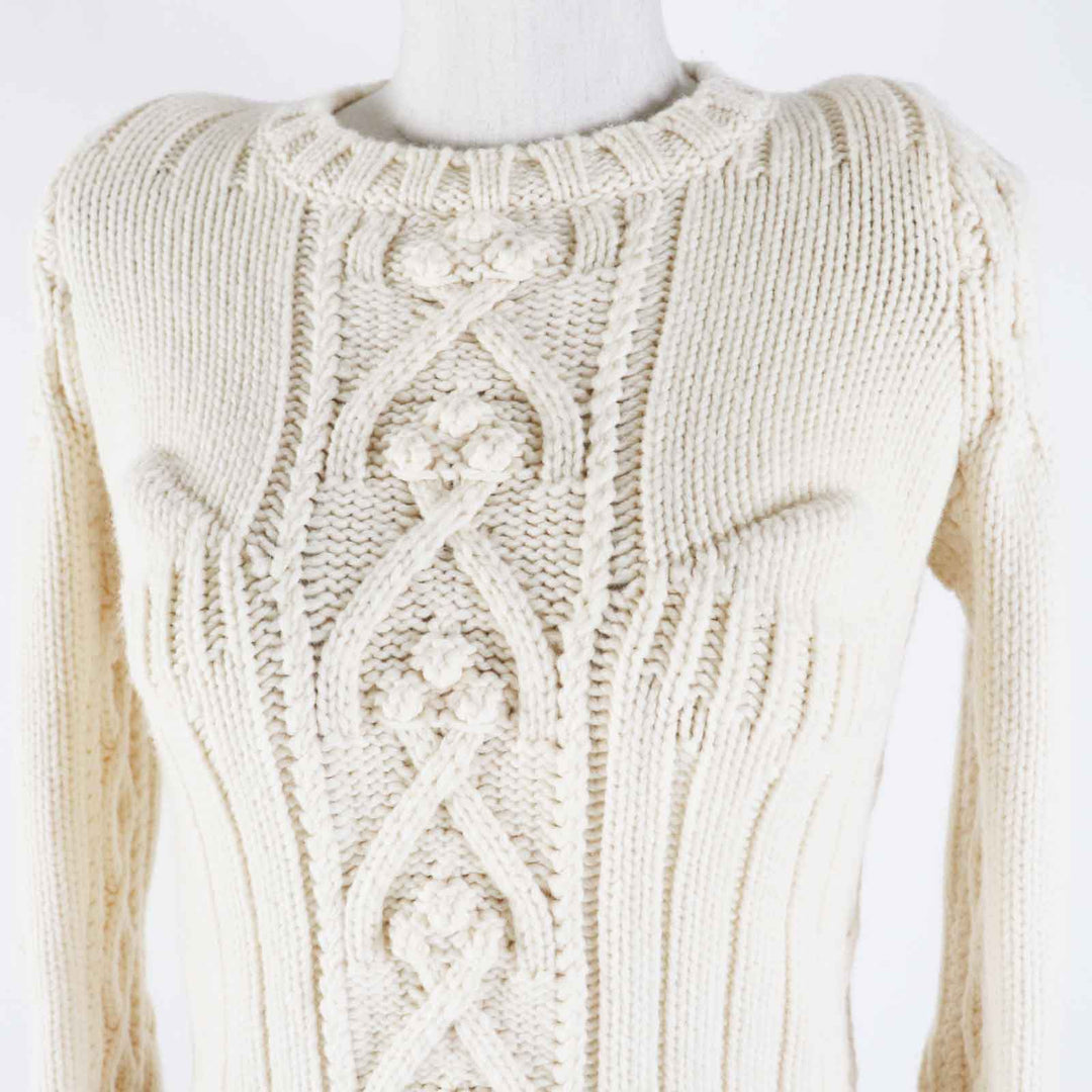 Excellent Maison Margiela knit Cable knit Long sleeves Ivory wool Women S S29Gold Plated0024