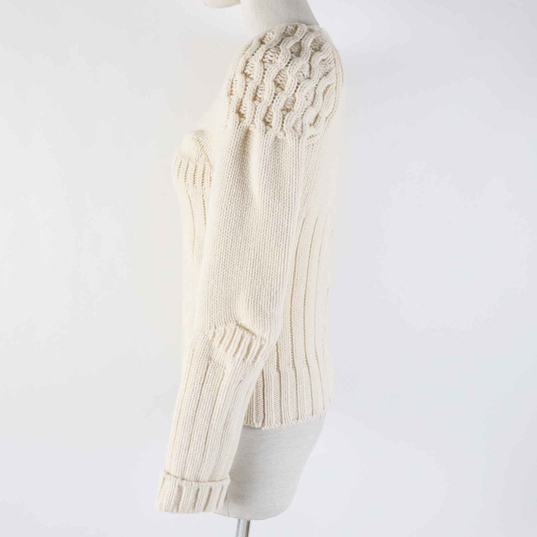 Excellent Maison Margiela knit Cable knit Long sleeves Ivory wool Women S S29Gold Plated0024