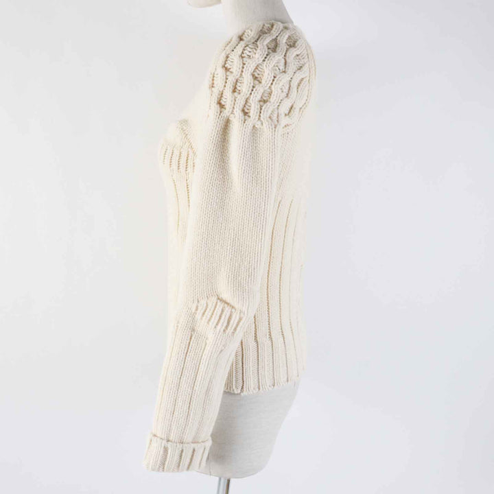 Excellent Maison Margiela knit Cable knit Long sleeves Ivory wool Women S S29Gold Plated0024