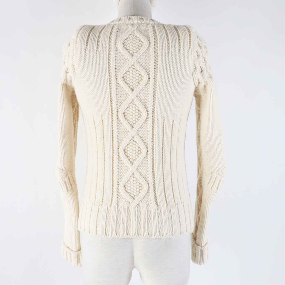 Excellent Maison Margiela knit Cable knit Long sleeves Ivory wool Women S S29Gold Plated0024