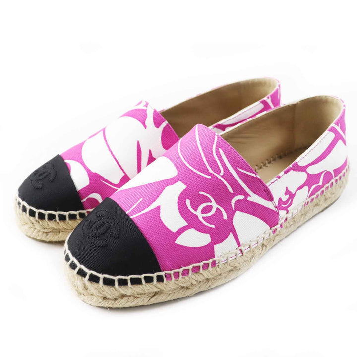 Pristine CHANEL Slip-on COCO MarkPattern Espadrilles purple canvas Women 36