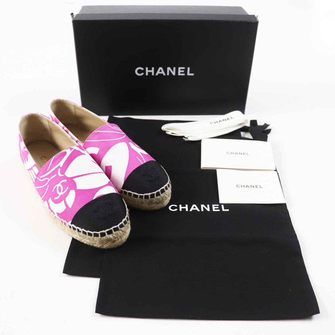 Pristine CHANEL Slip-on COCO MarkPattern Espadrilles purple canvas Women 36