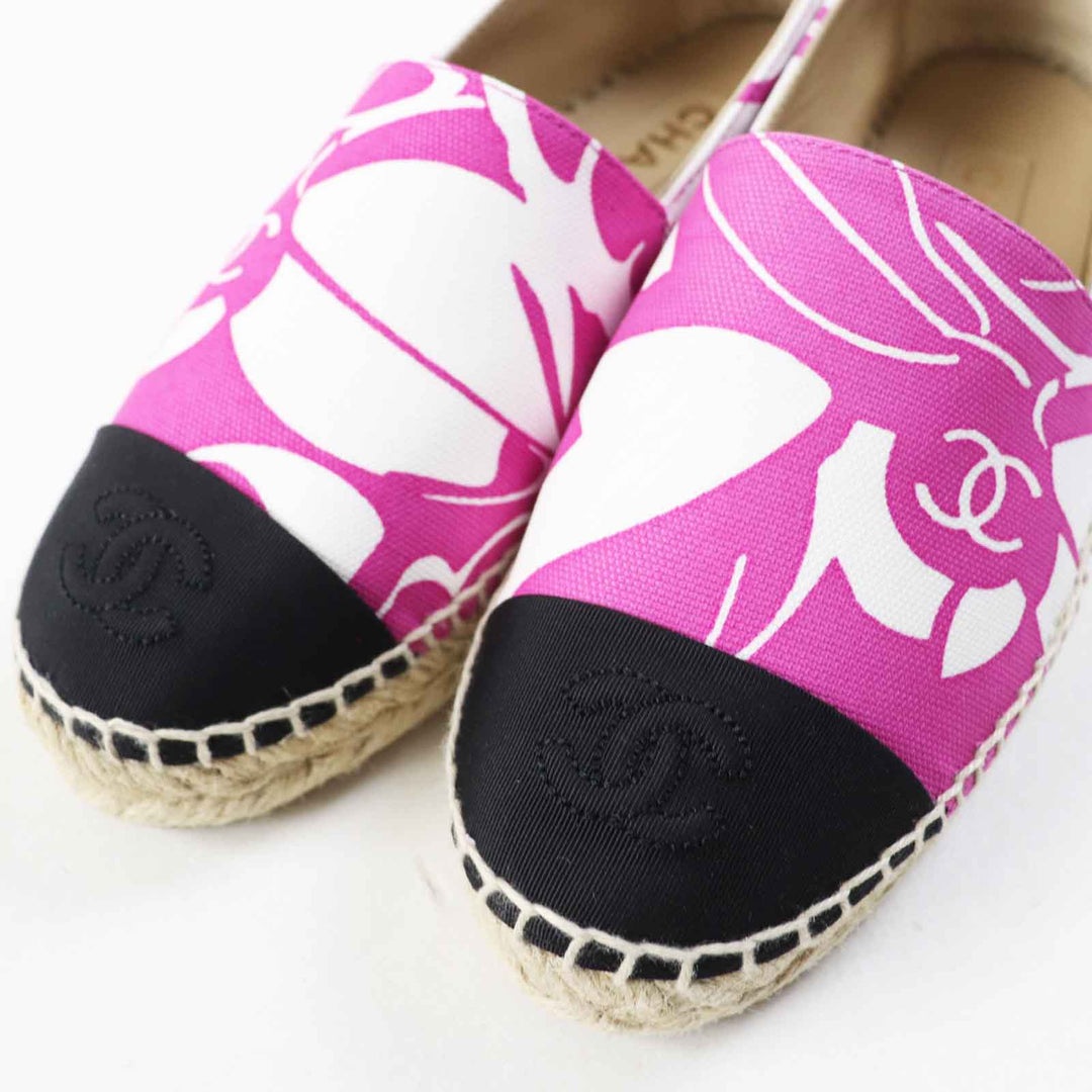 Pristine CHANEL Slip-on COCO MarkPattern Espadrilles purple canvas Women 36