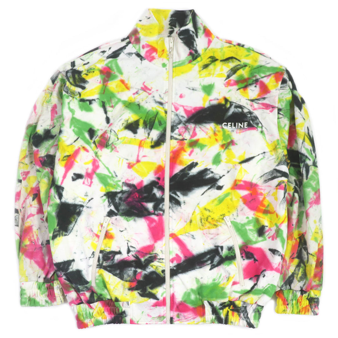 Excellent CELINE Jersey Triomphe Zip Paint Design Track Jacket mens S 2Y671383Q