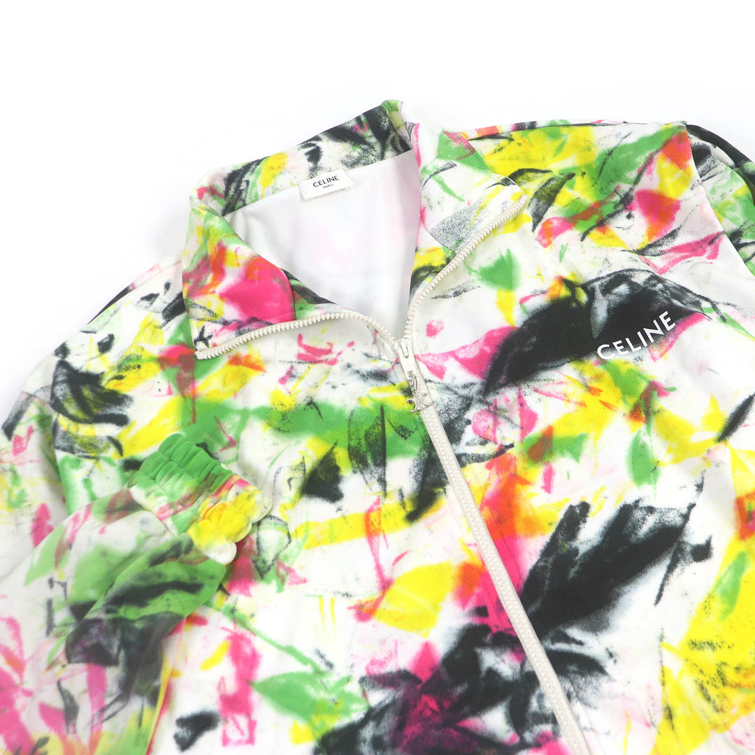Excellent CELINE Jersey Triomphe Zip Paint Design Track Jacket mens S 2Y671383Q