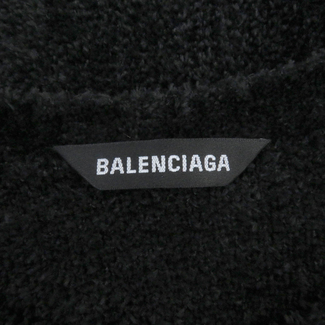 Excellent BALENCIAGA sweat logo embroidered on brushed pile knit black polyester mens S