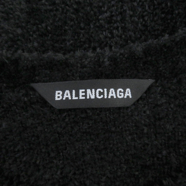 Excellent BALENCIAGA sweat logo embroidered on brushed pile knit black polyester mens S