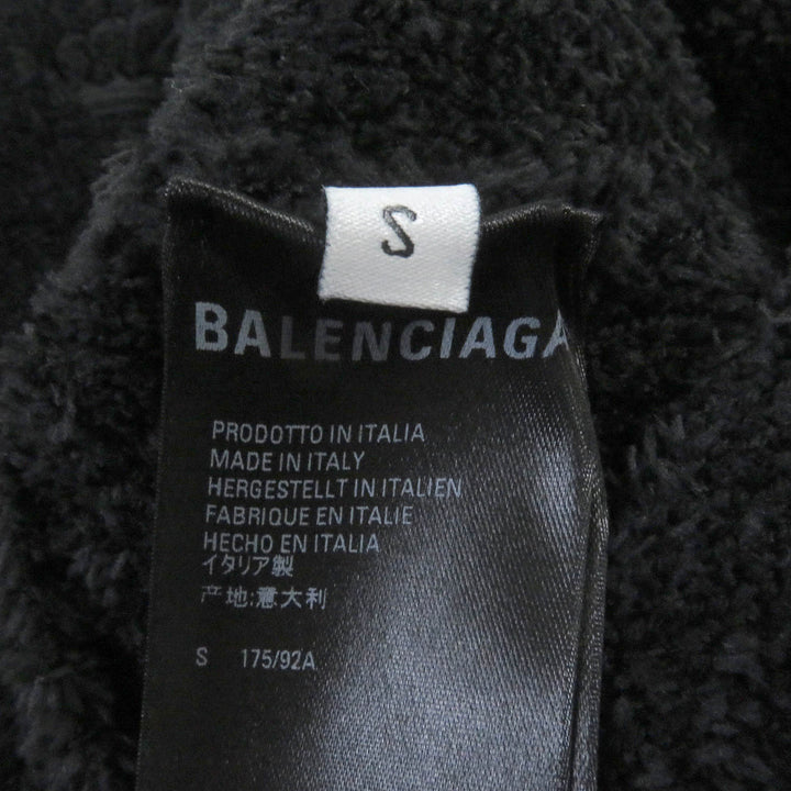 Excellent BALENCIAGA sweat logo embroidered on brushed pile knit black polyester mens S