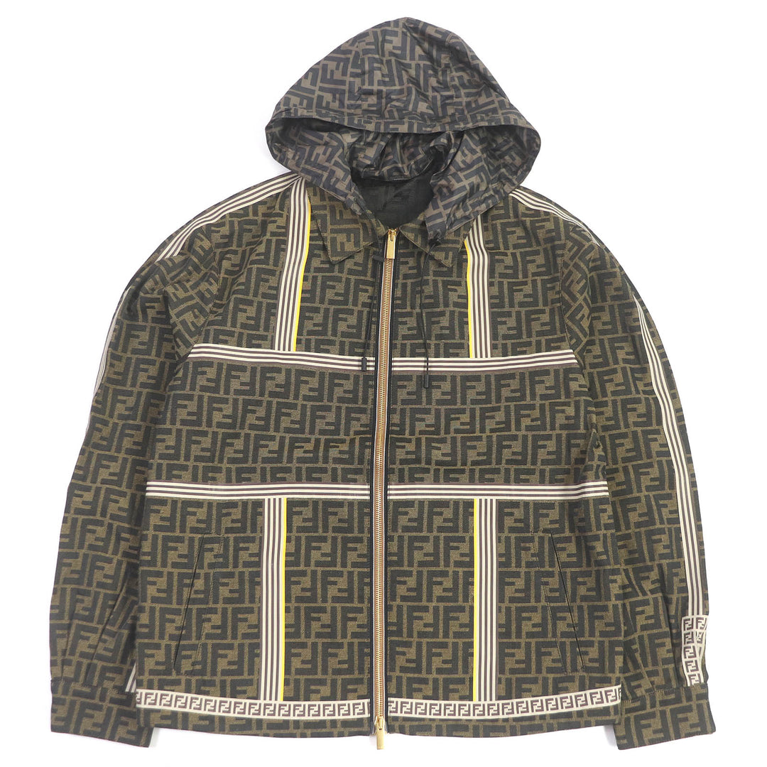 Pristine FENDI Mountain parka FF Logo Zucca Logo Tape Hoodie polyester 44 FW0956