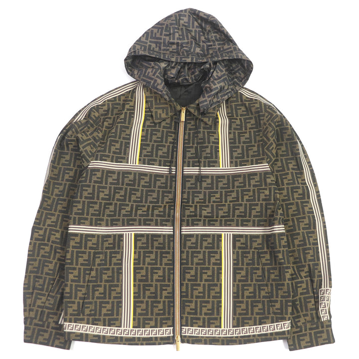 Pristine FENDI Mountain parka FF Logo Zucca Logo Tape Hoodie polyester 44 FW0956