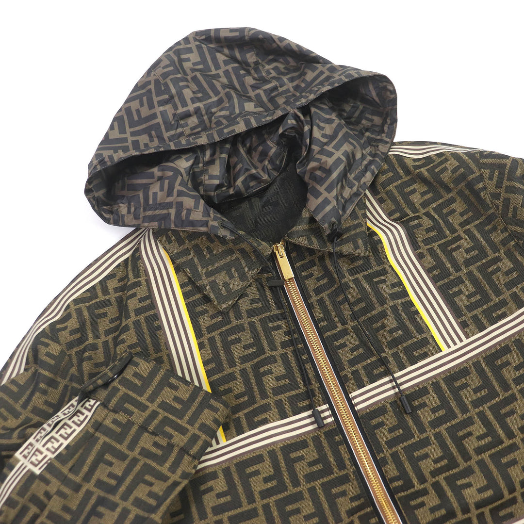 Pristine FENDI Mountain parka FF Logo Zucca Logo Tape Hoodie polyester 44 FW0956