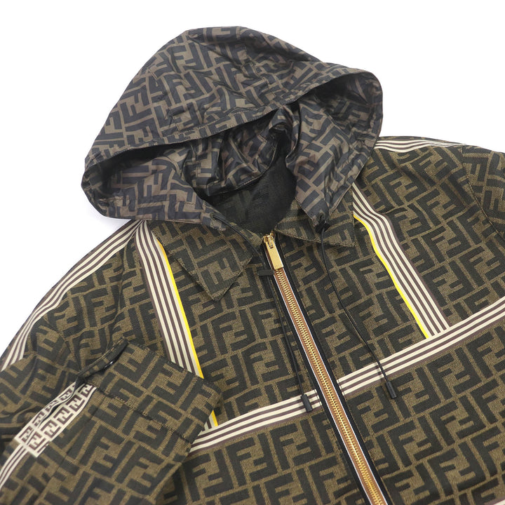 Pristine FENDI Mountain parka FF Logo Zucca Logo Tape Hoodie polyester 44 FW0956