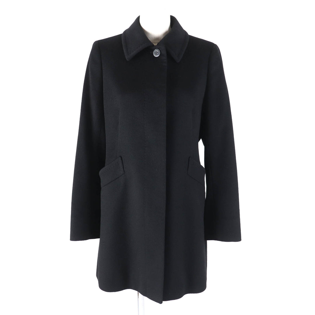 Great Aquascutum LONDON coat Figurine tailoring black cashmere Women 9