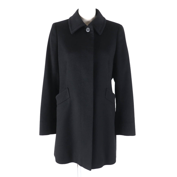 Great Aquascutum LONDON coat Figurine tailoring black cashmere Women 9