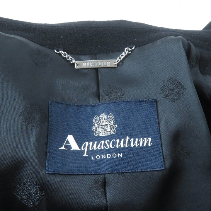 Great Aquascutum LONDON coat Figurine tailoring black cashmere Women 9