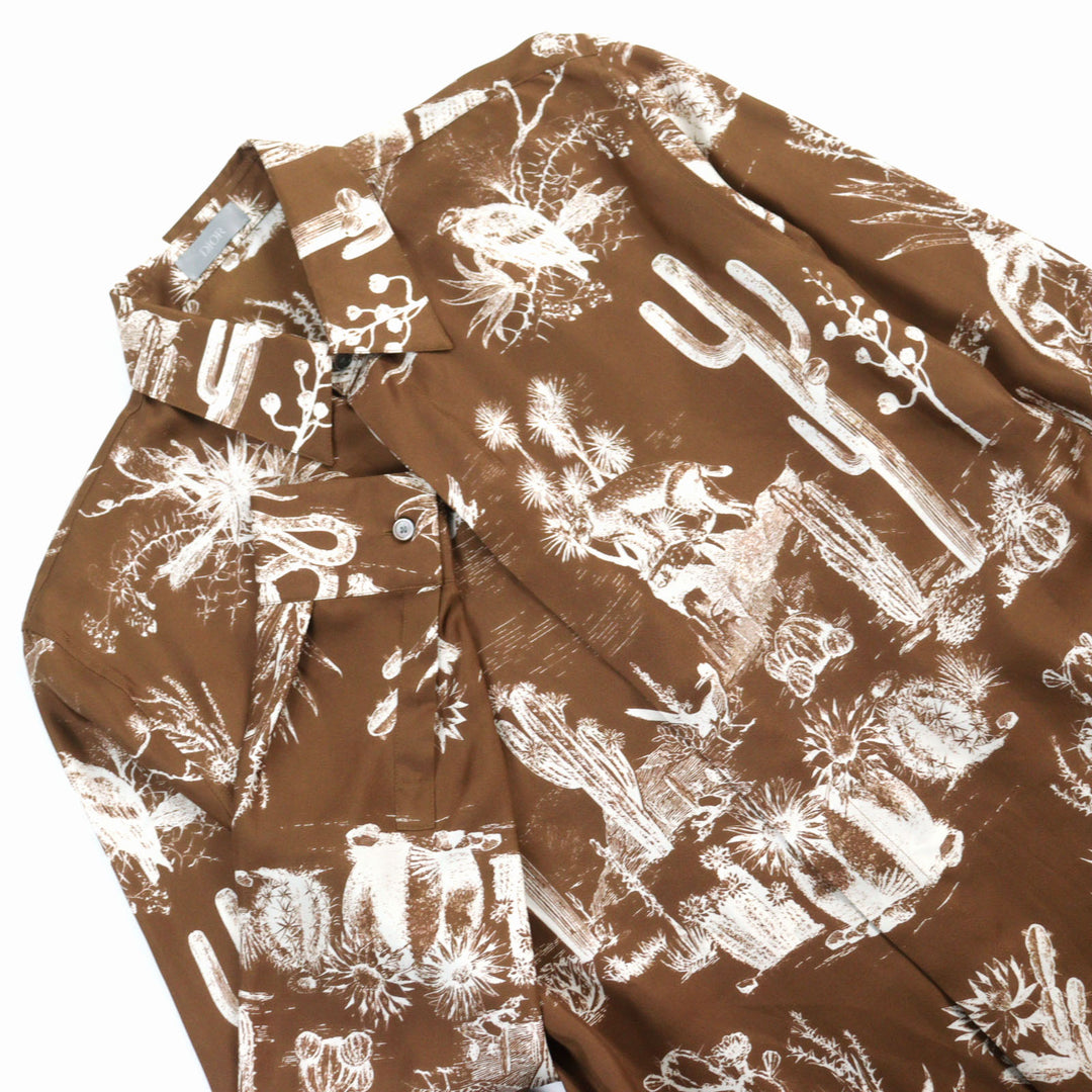 Excellent DIOR×Travis Scott Long sleeve shirt cactus jack silk mens 38 013C501A5529