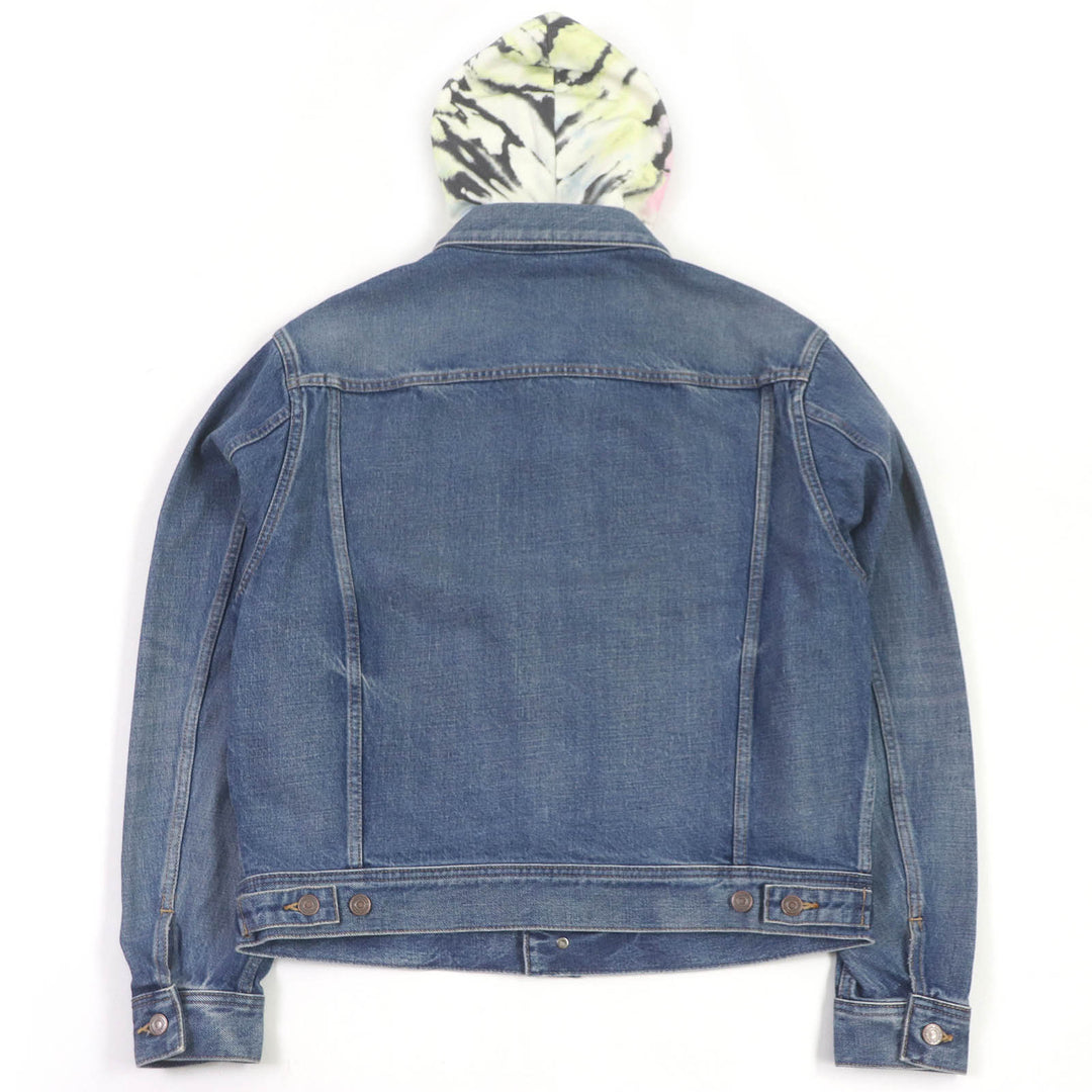 Excellent CELINE Denim Jacket Union Wash Hooded Indigo blue cotton mens M 2Q660930F